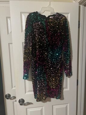 Intempo Kohl’s Multicolor Sequin Long Sleeve Fitted Dress Women XXL